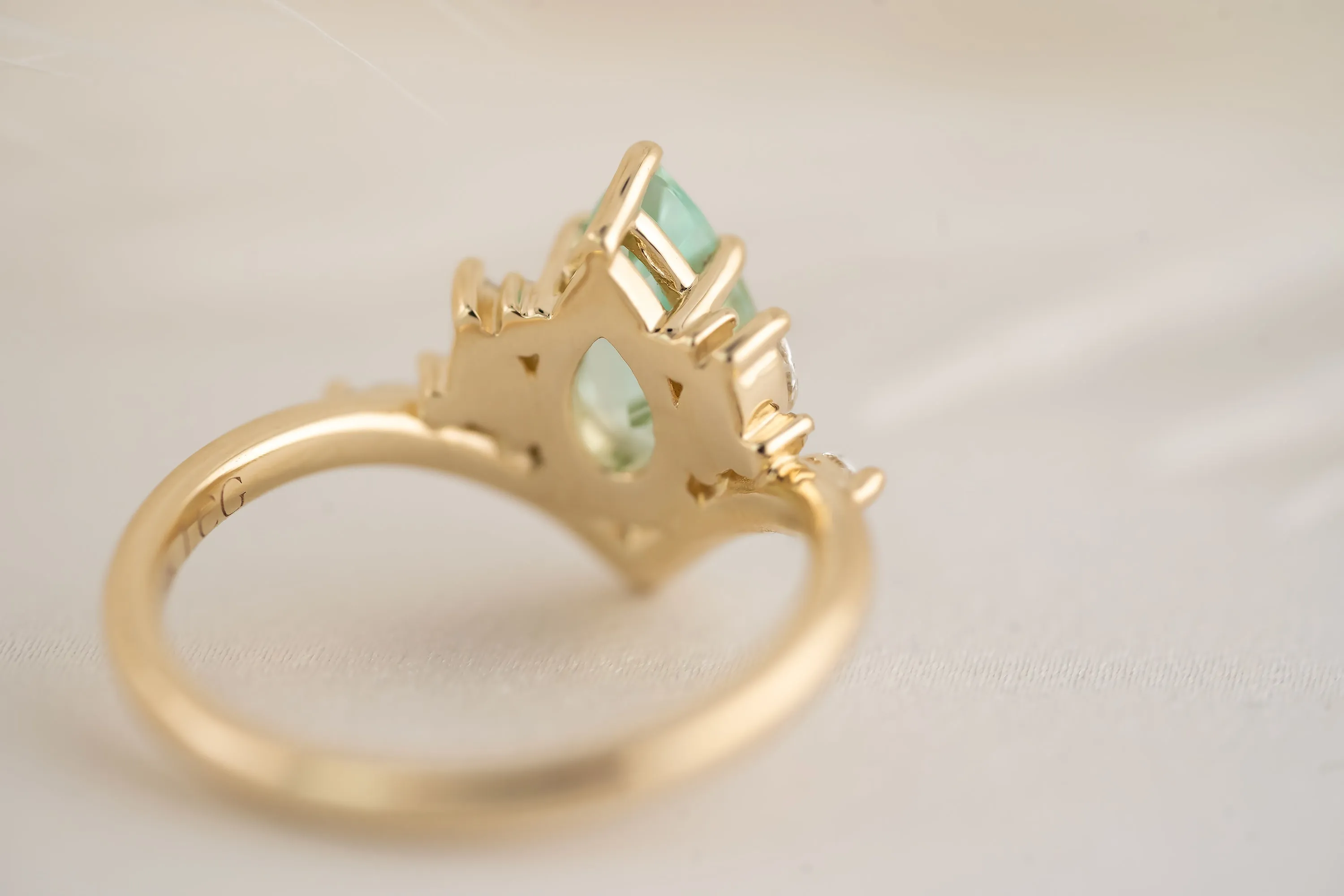 The Aurora Ring - 1.52 CT Pear Cut Lagoon Blue Tourmaline