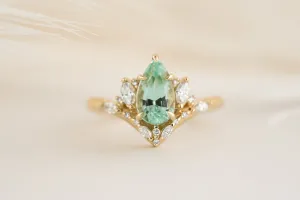 The Aurora Ring - 1.52 CT Pear Cut Lagoon Blue Tourmaline