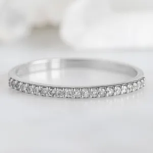 The Salt and Pepper Diamond Pavé Wedding Band | 14K or 18K White Gold