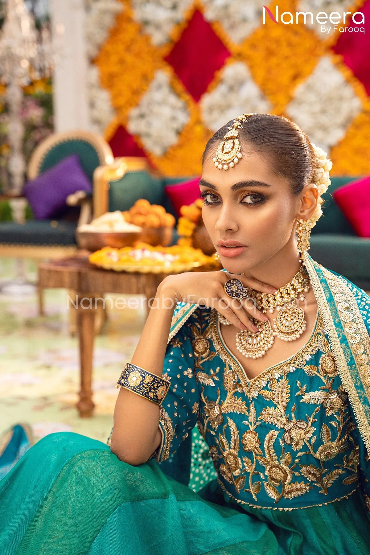 Traditional Pishwas and Dupatta Mehndi Dress #BS624