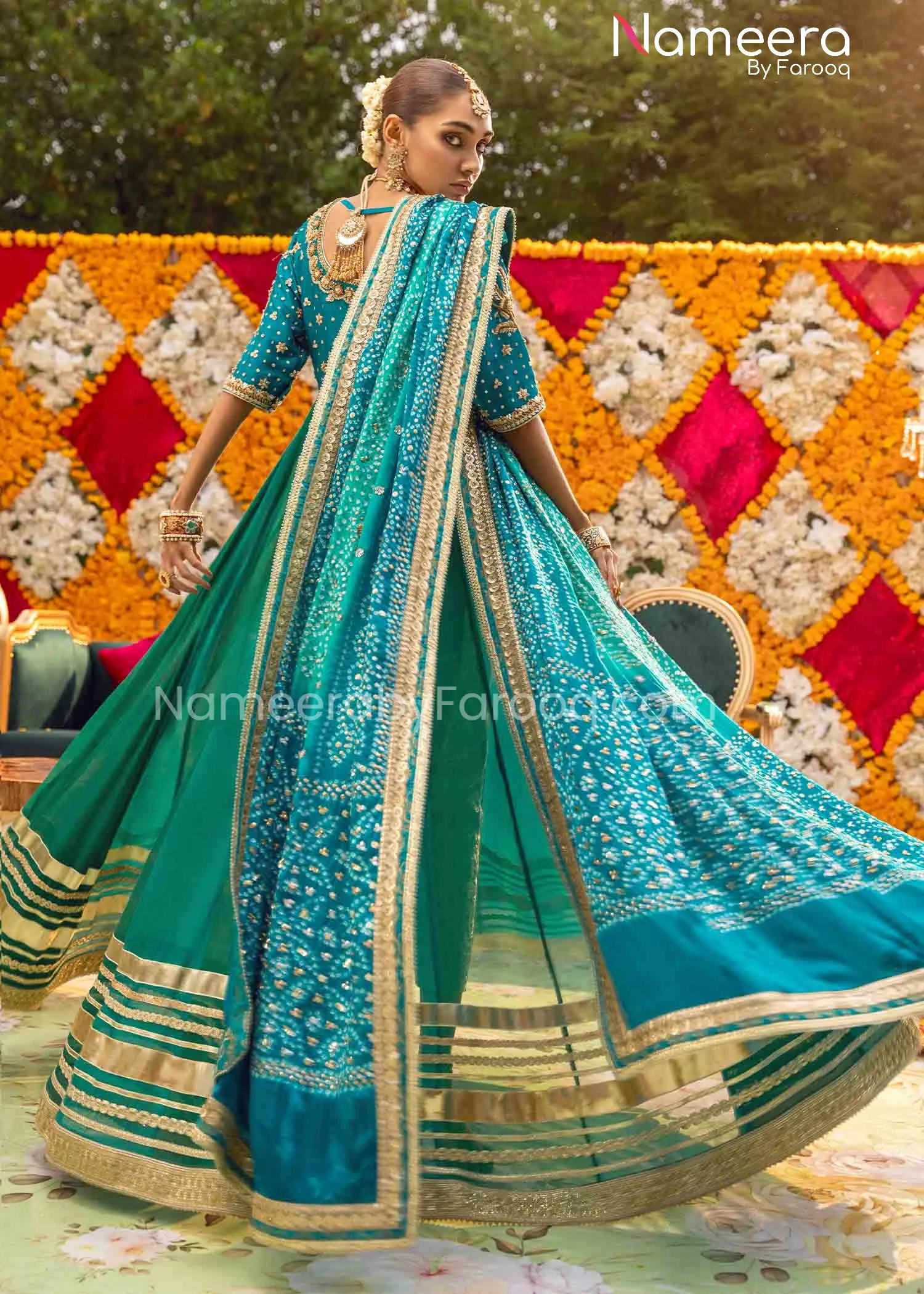 Traditional Pishwas and Dupatta Mehndi Dress #BS624