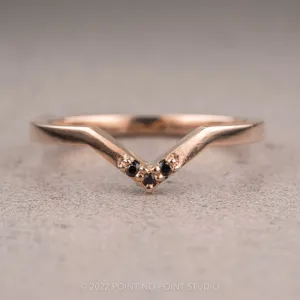 Triple Black Diamond Wedding Band, Quinn Setting, 14K Rose Gold