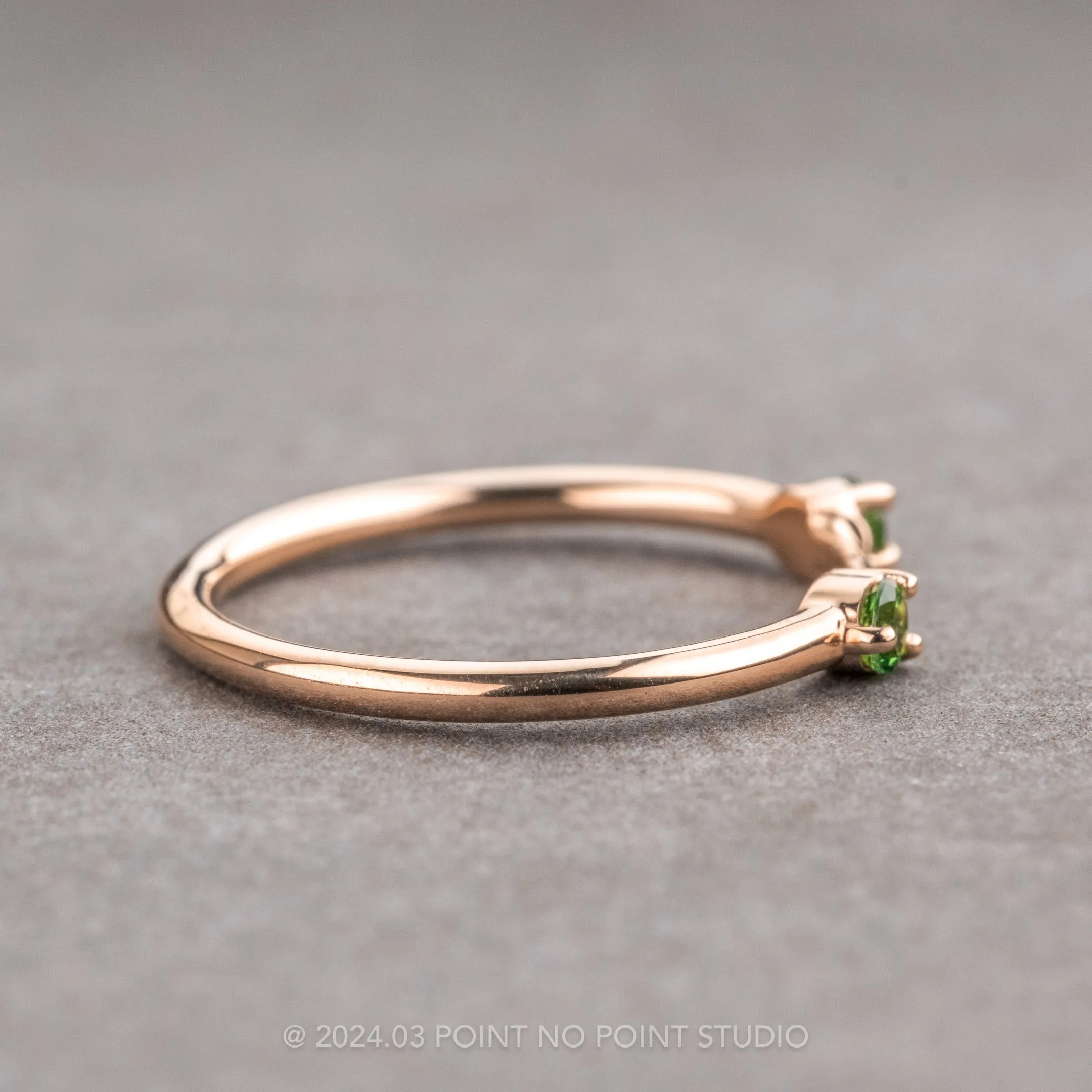 Tsavorite Garnet Wedding Cuff, Harper Setting, 14k Rose Gold
