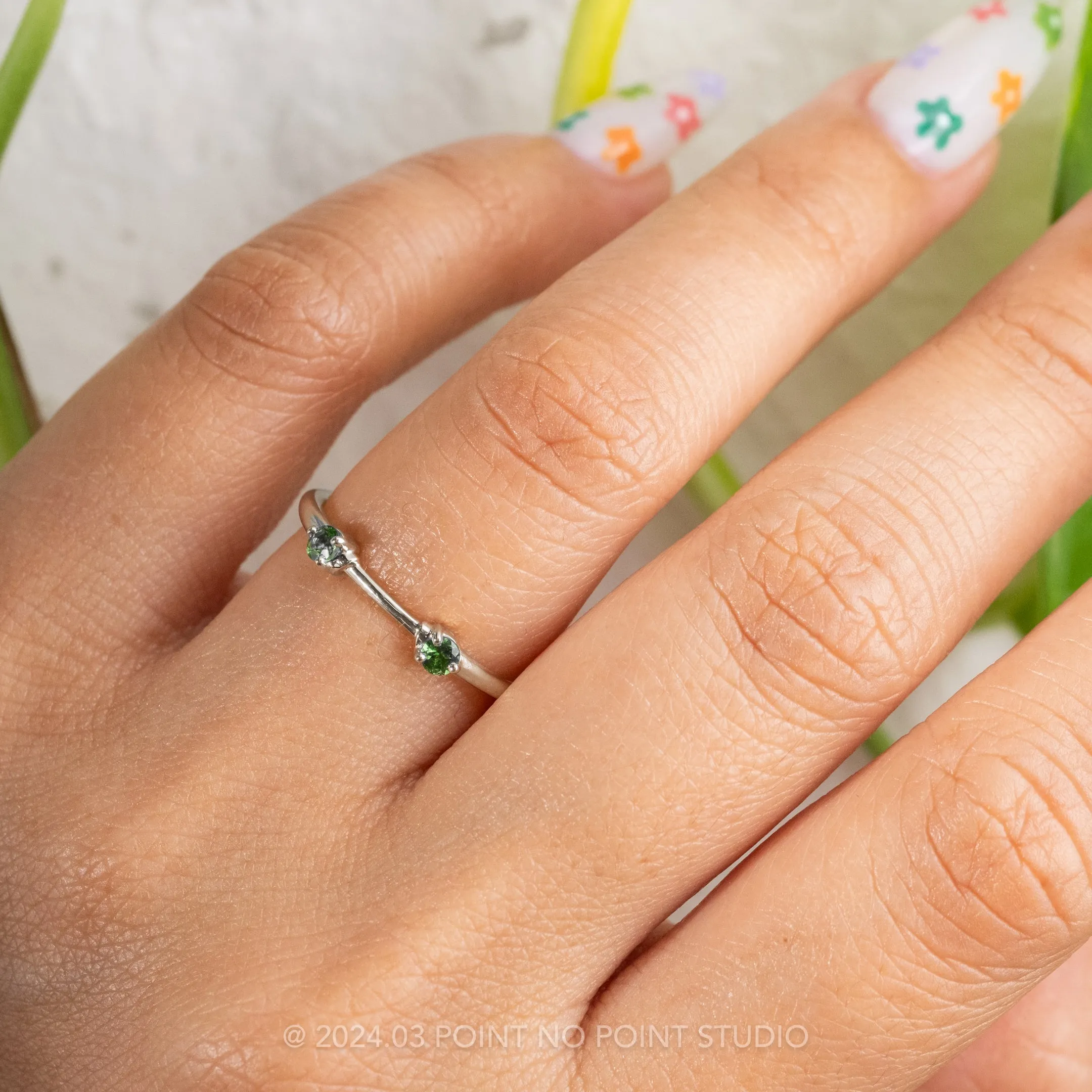Tsavorite Garnet Wedding Cuff, Harper Setting, Platinum