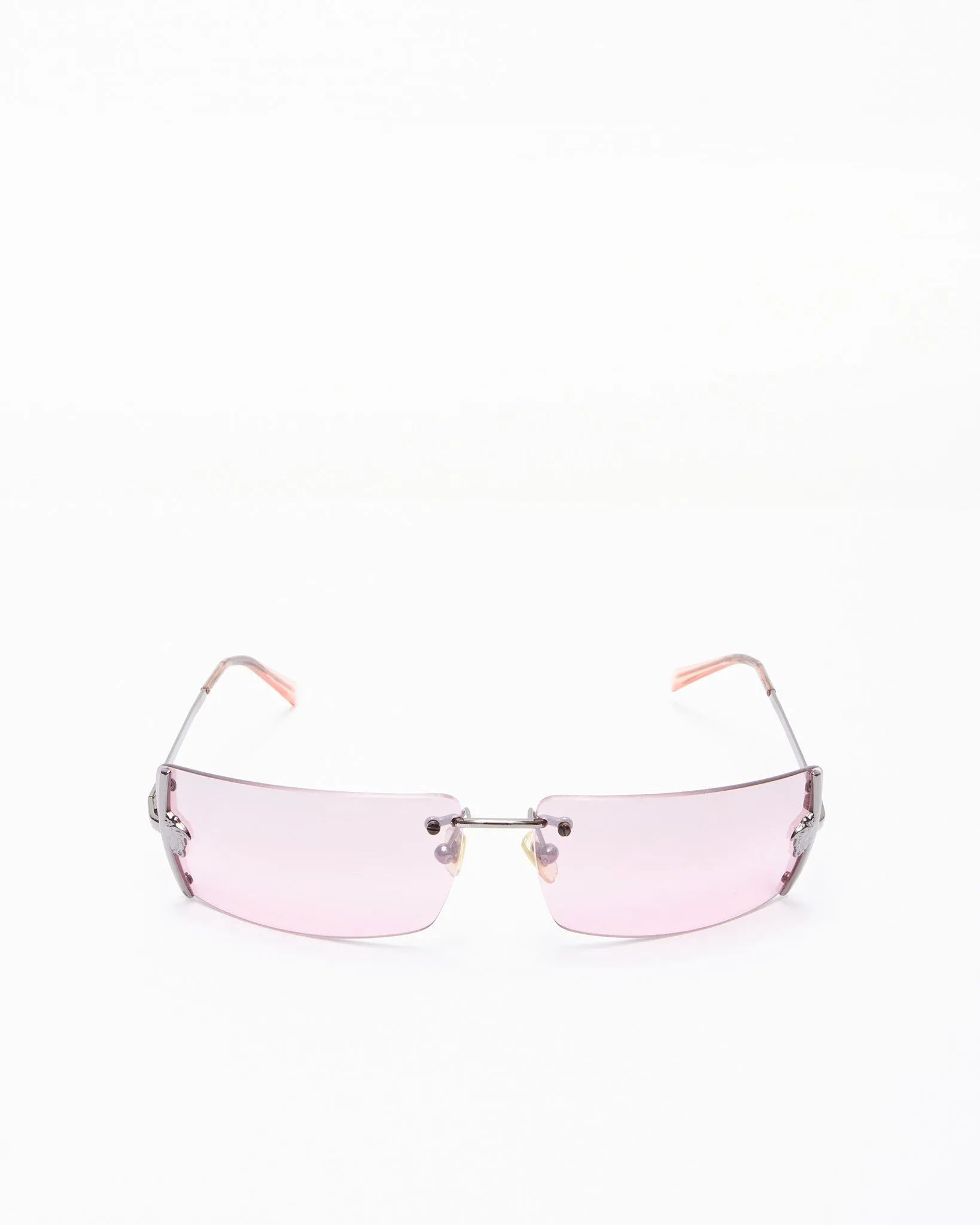 Versace Vintage Pink Lense Medusa Head Logo Sunglasses