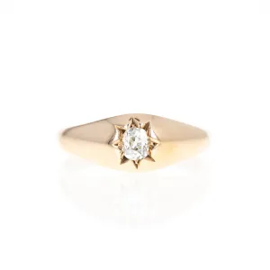 Victorian 14K Rose Gold Old Mine Diamond Ring