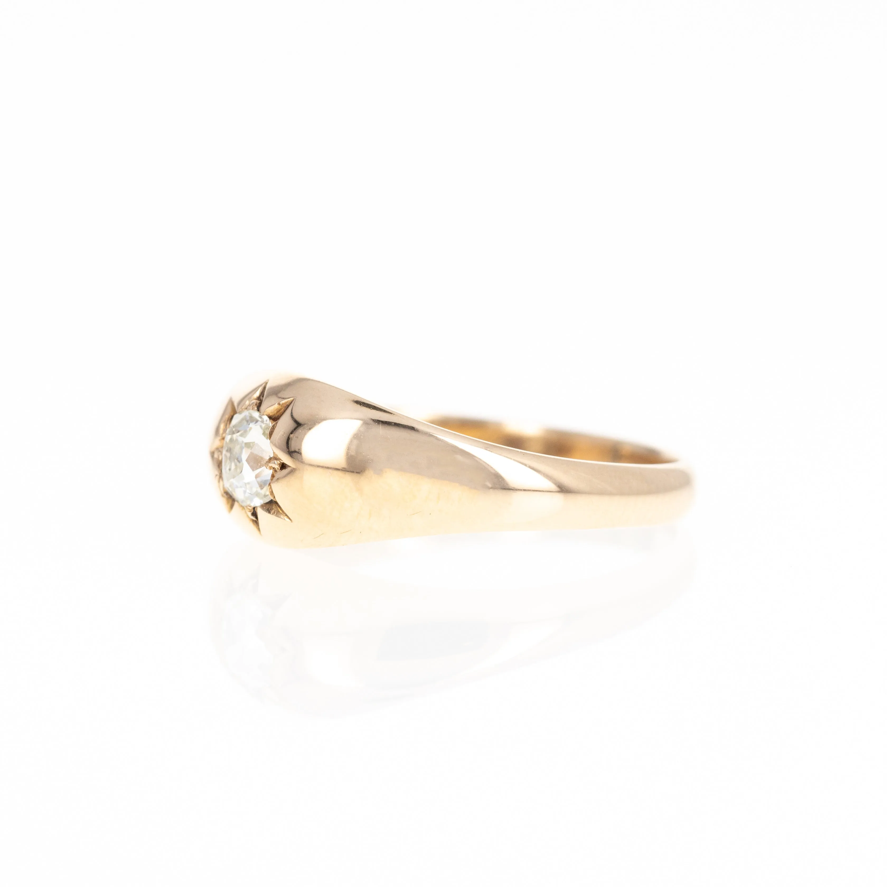 Victorian 14K Rose Gold Old Mine Diamond Ring