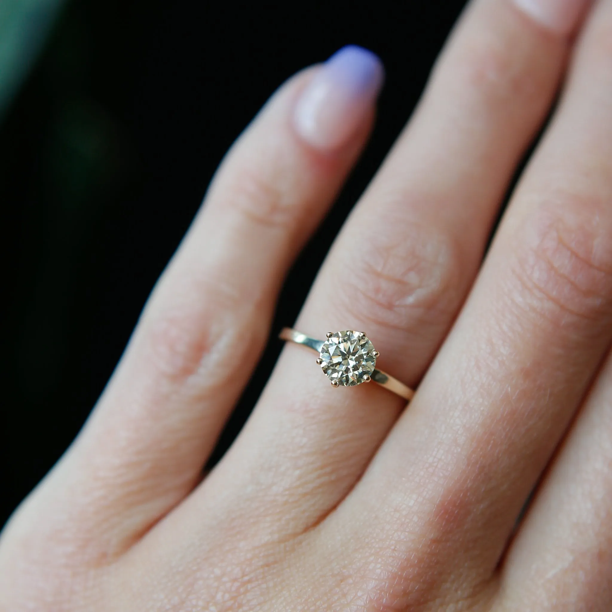 Vintage 10K Champagne Moissanite Solitaire Ring | Sz 6