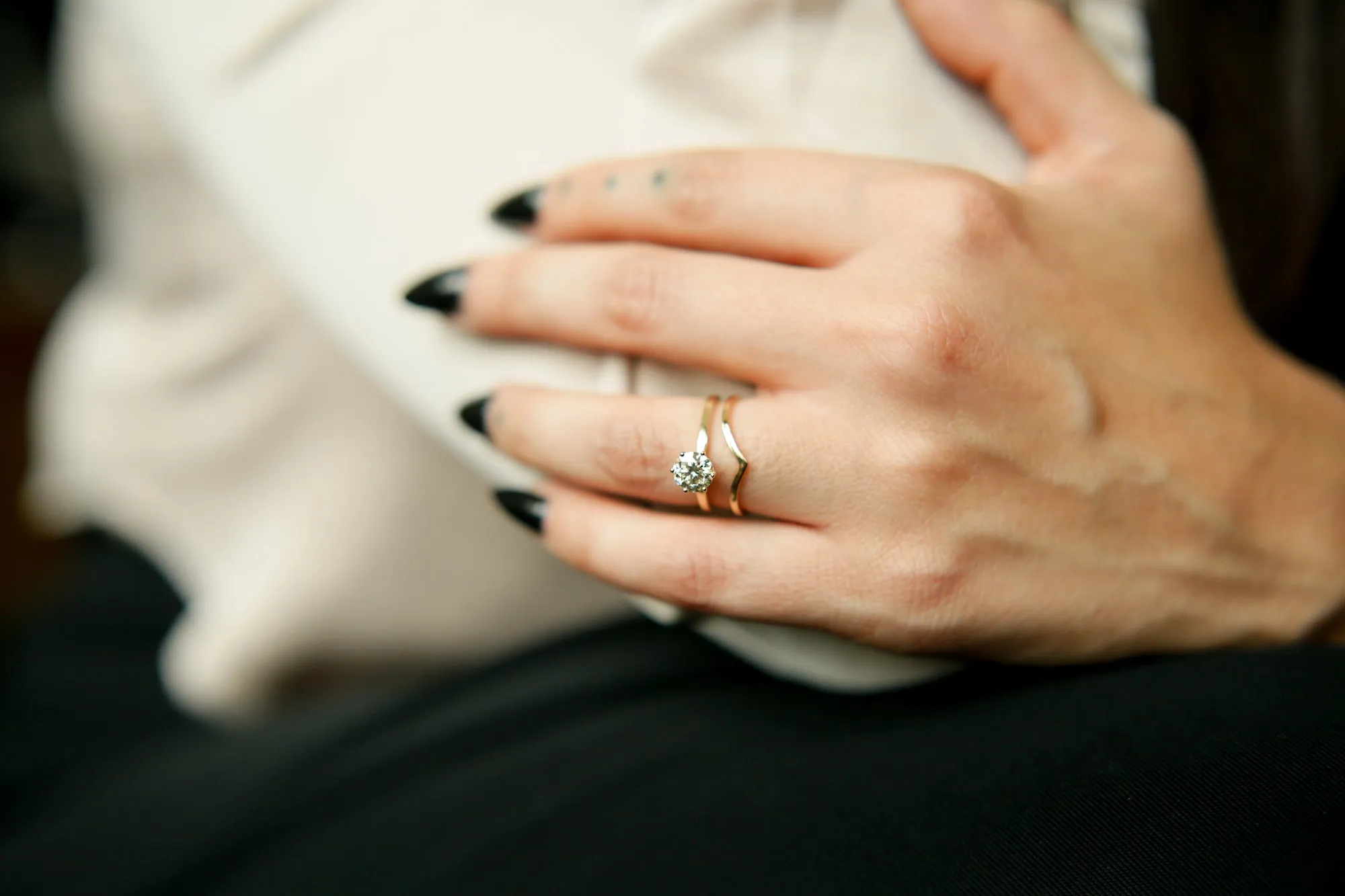 Vintage 10K Champagne Moissanite Solitaire Ring | Sz 6
