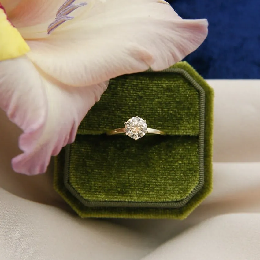Vintage 10K Champagne Moissanite Solitaire Ring | Sz 6