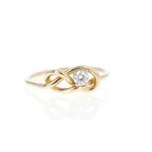 Vintage 14K Yellow Gold 0.15 Carat Diamond Love Knot Ring