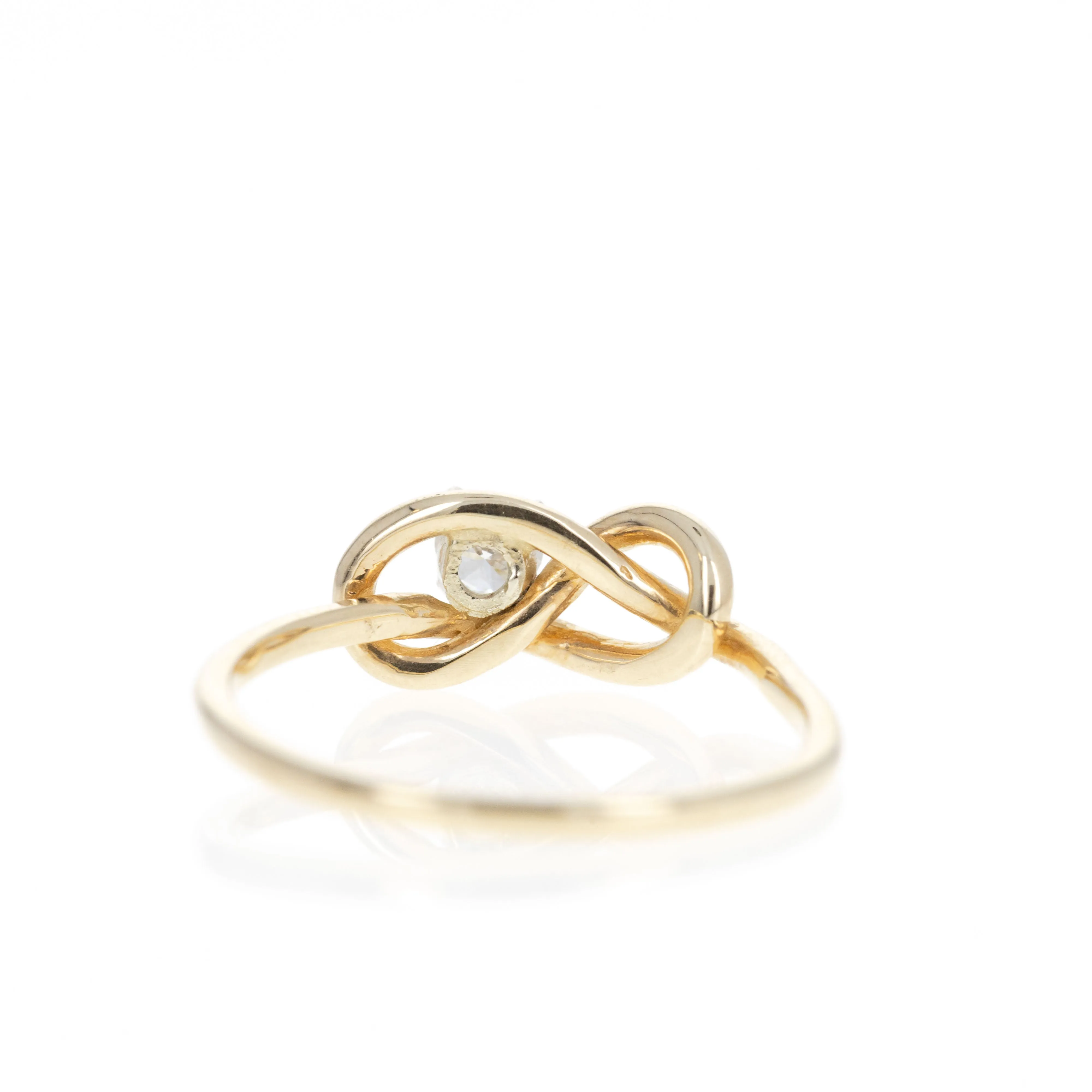 Vintage 14K Yellow Gold 0.15 Carat Diamond Love Knot Ring