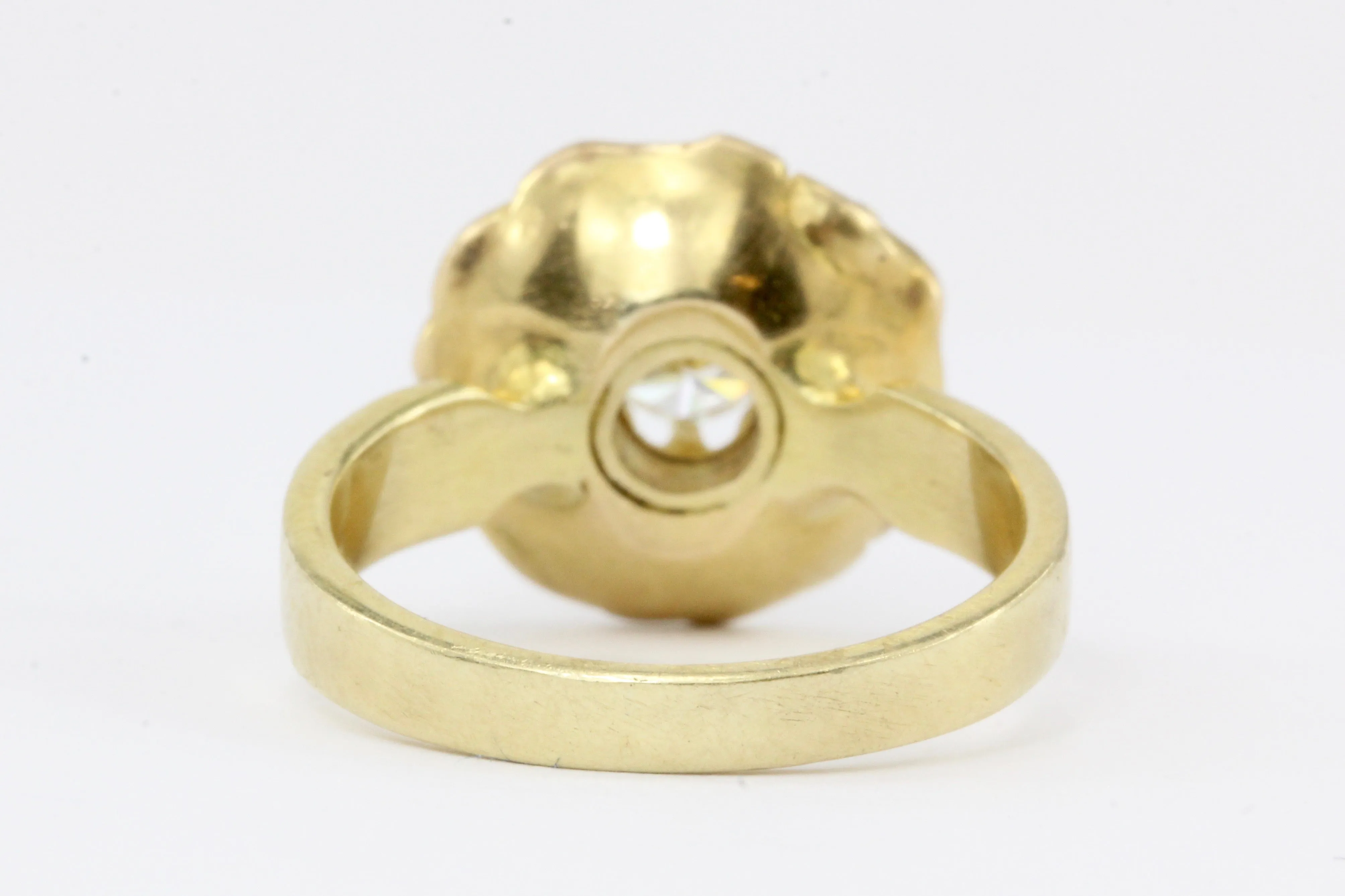Vintage 14K Yellow Gold .32 CT Diamond Flower Ring