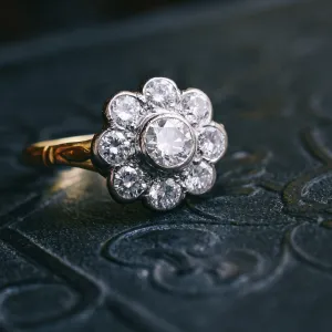 Vintage 1.57ct Diamond Daisy Ring