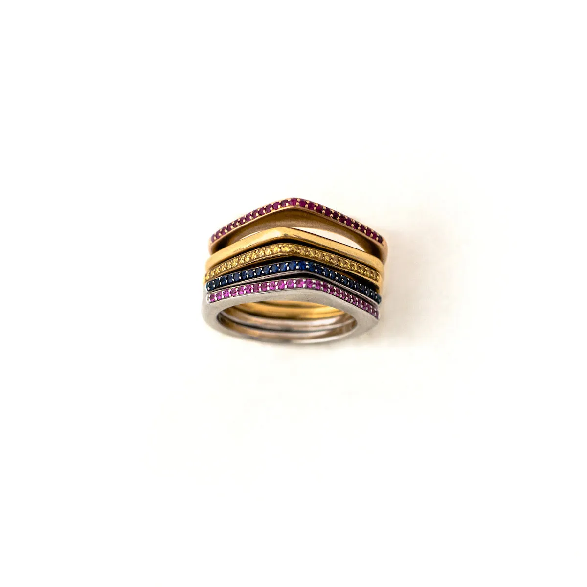 Vintage 18K Gold and Sapphire 70s Estate Stacking Rings