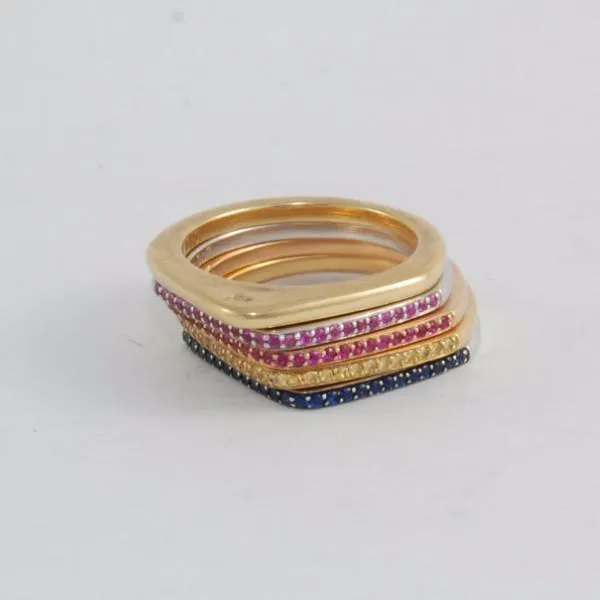 Vintage 18K Gold and Sapphire 70s Estate Stacking Rings
