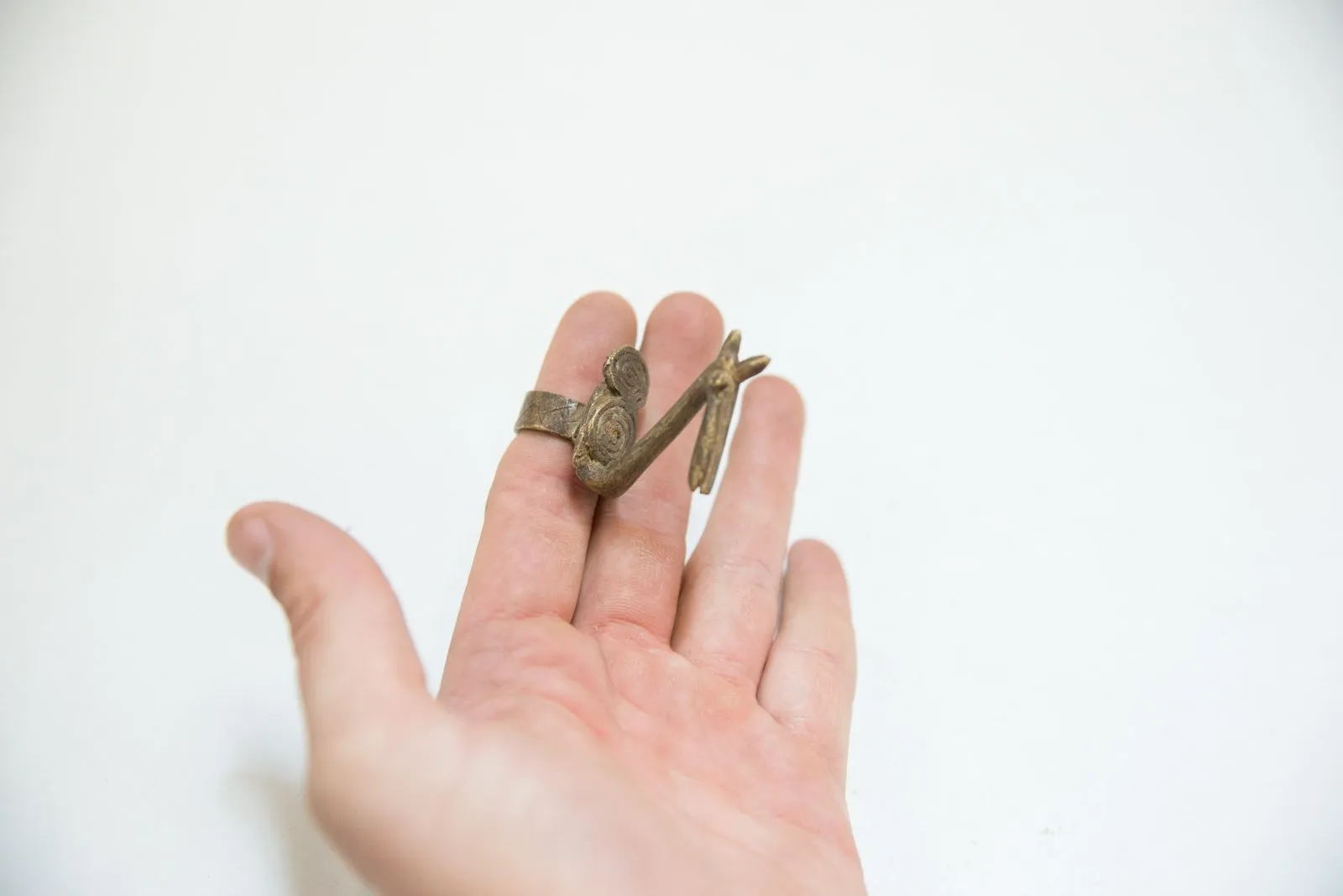 Vintage African Bronze Pelican Ring