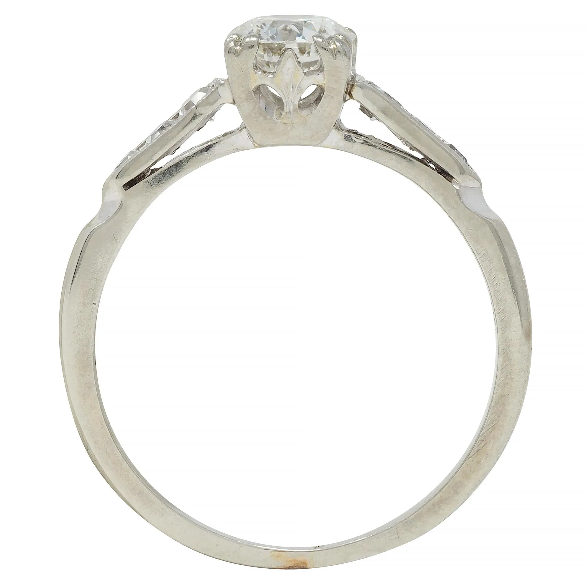 Vintage Art Deco 0.52 CTW Diamond 18 Karat White Gold Engagement Ring