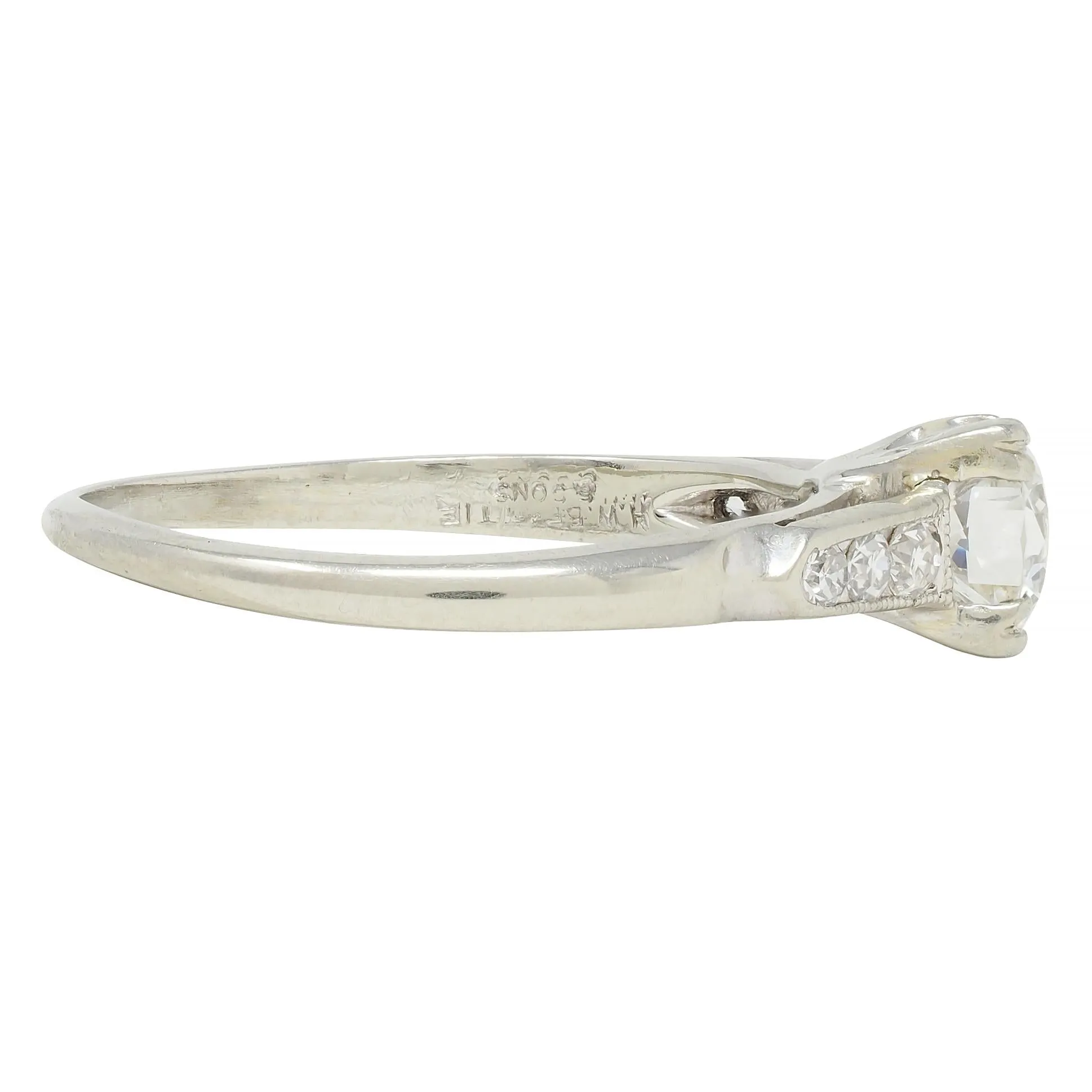 Vintage Art Deco 0.52 CTW Diamond 18 Karat White Gold Engagement Ring
