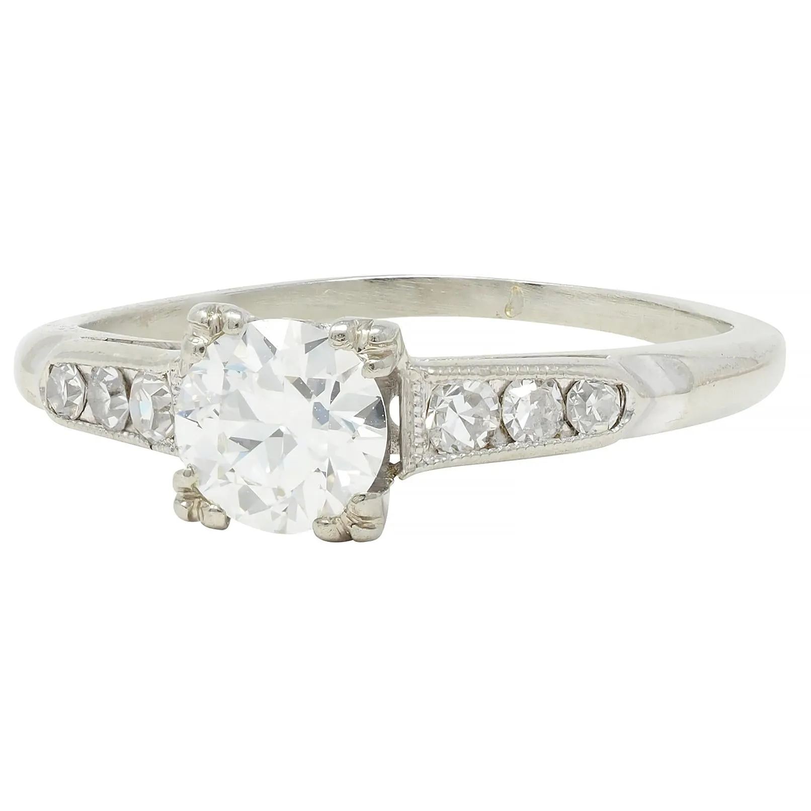 Vintage Art Deco 0.52 CTW Diamond 18 Karat White Gold Engagement Ring