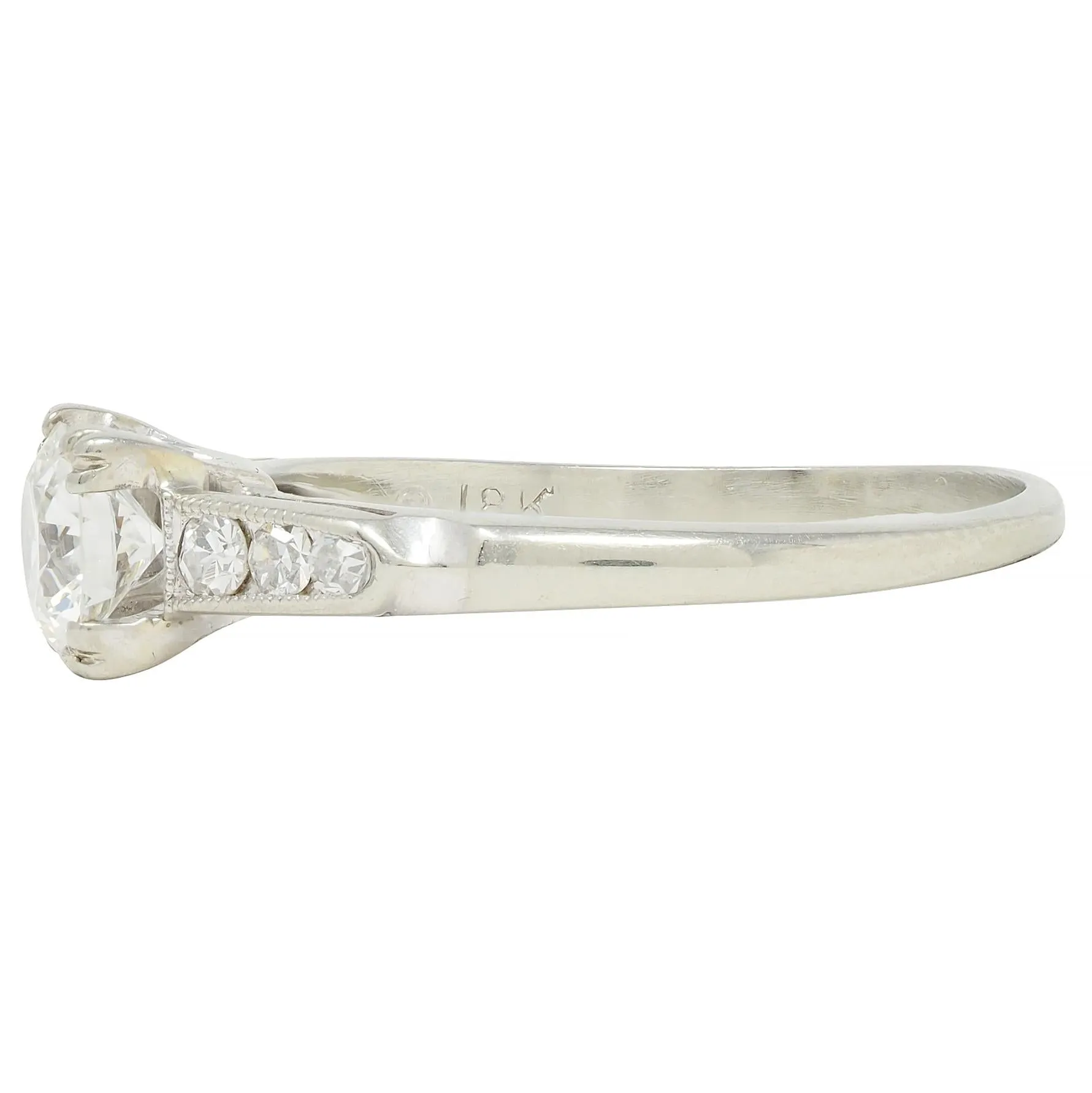 Vintage Art Deco 0.52 CTW Diamond 18 Karat White Gold Engagement Ring
