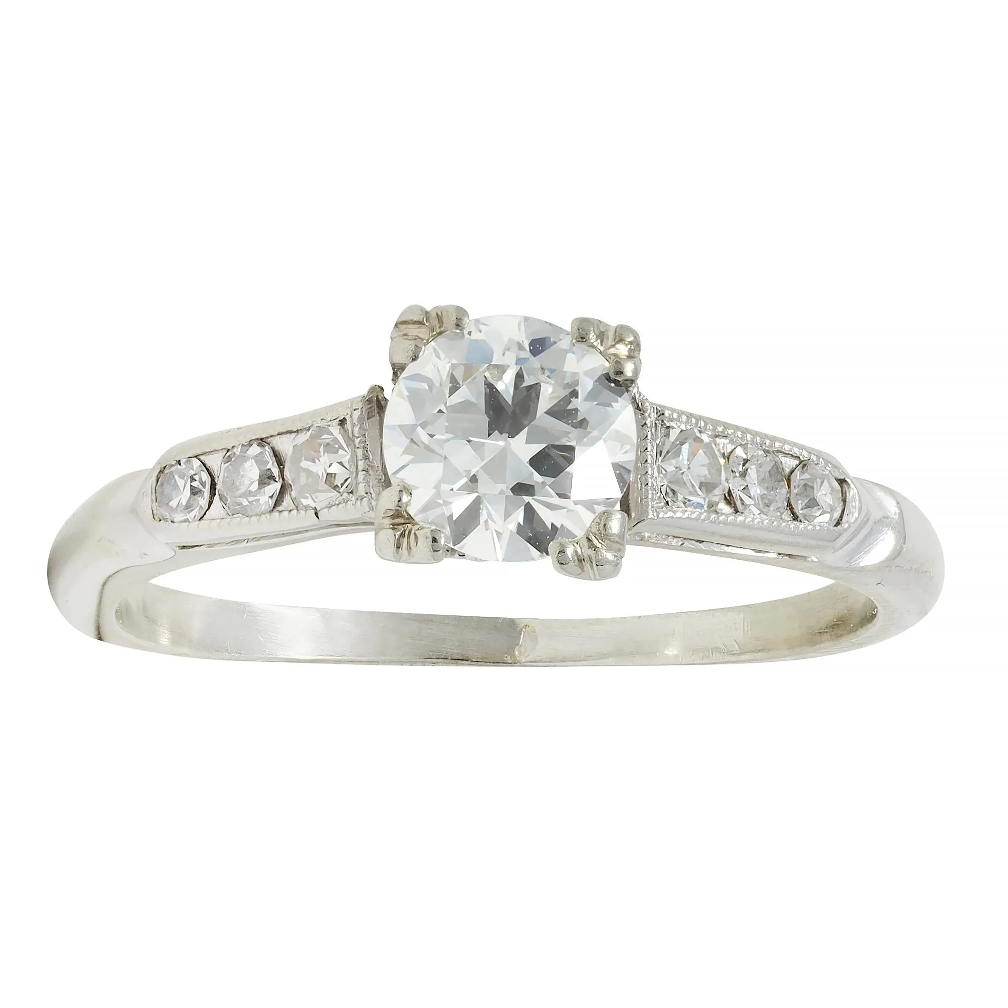 Vintage Art Deco 0.52 CTW Diamond 18 Karat White Gold Engagement Ring