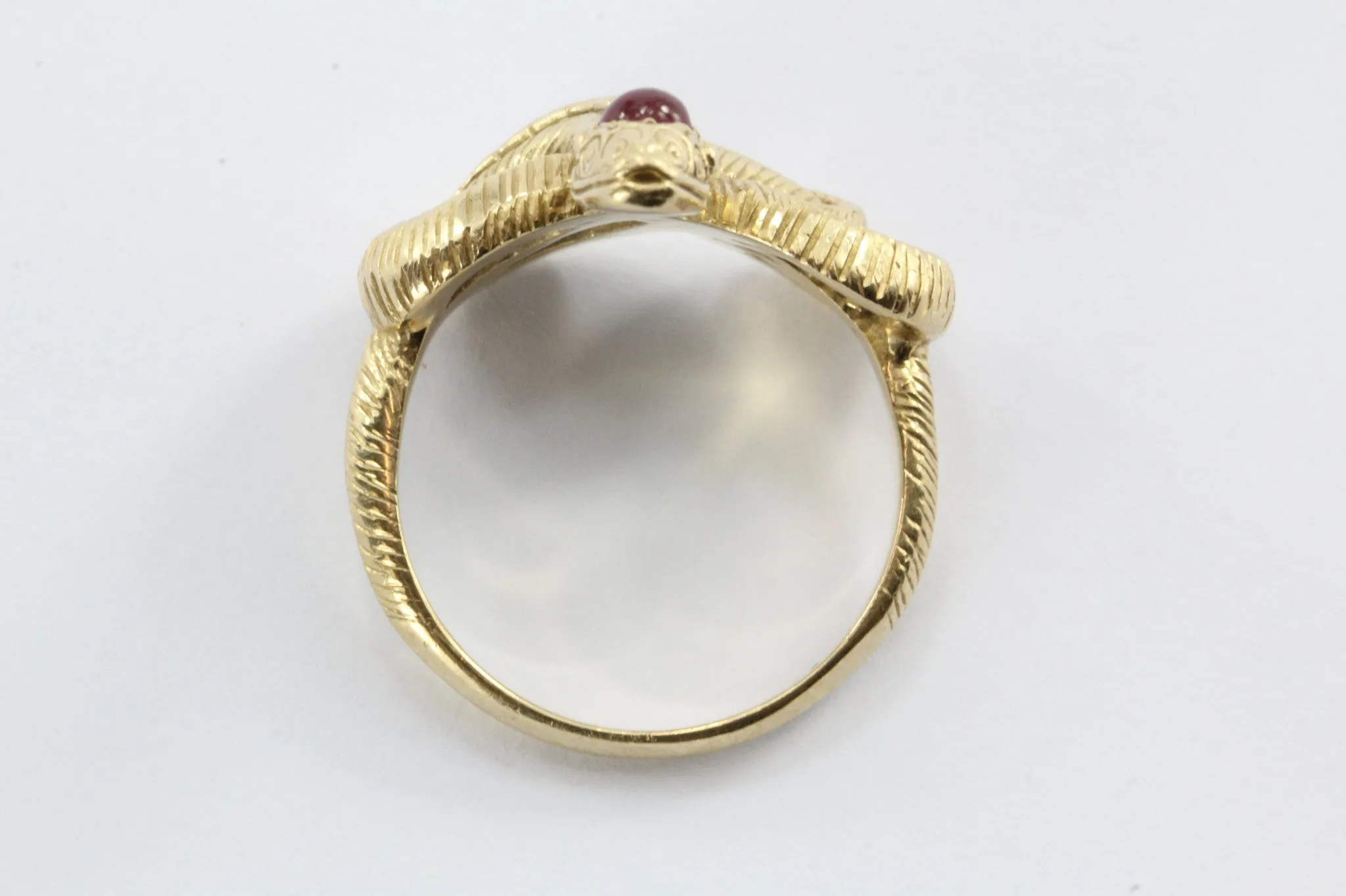 Vintage Art Nouveau 14K Gold & Ruby Twisted Snake Knot Ring