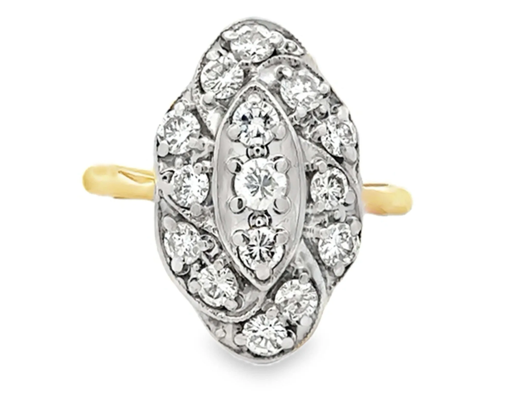 Vintage Diamond Ring 14k Yellow and White Gold