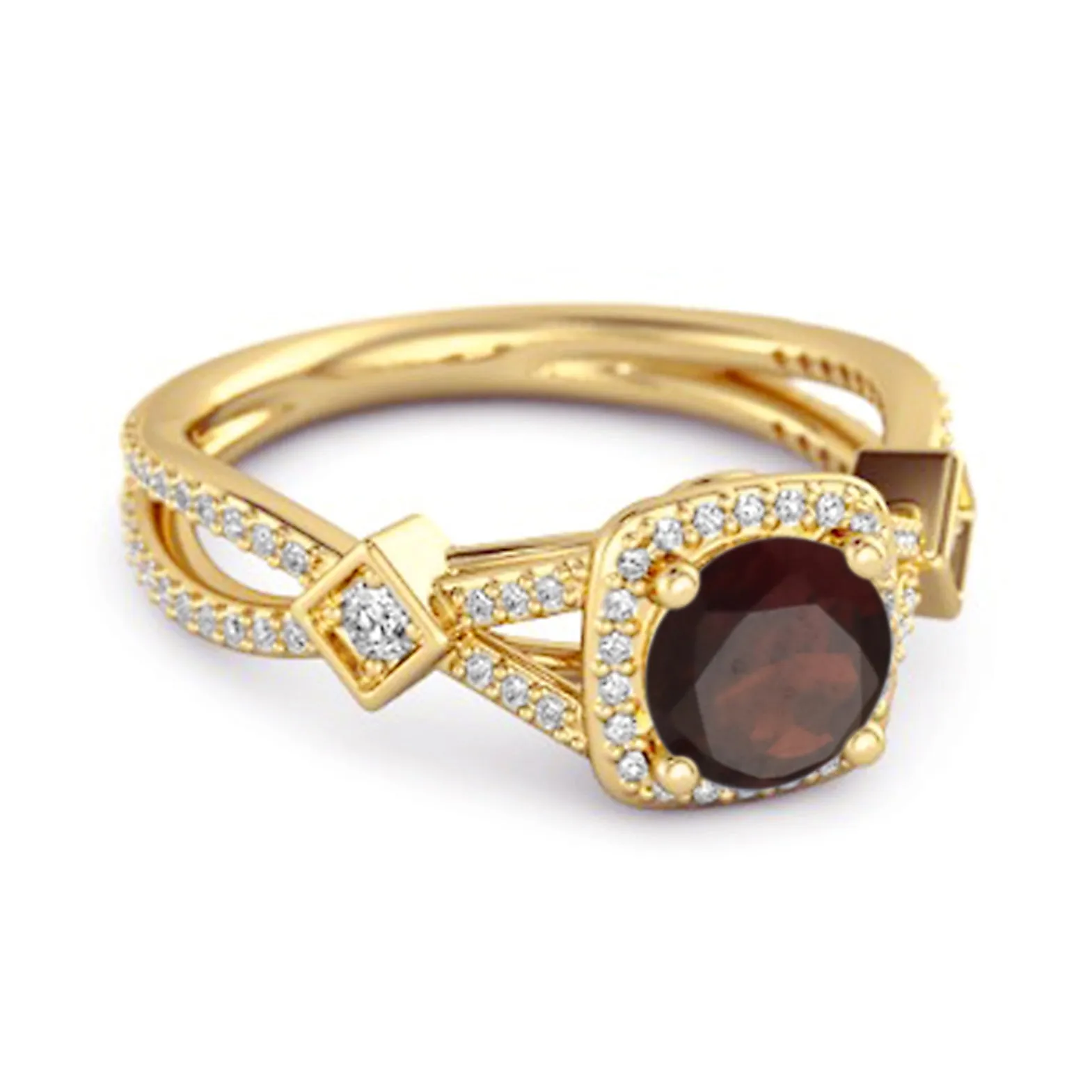 Vintage Garnet 925 Sterling Silver Split Shank Wedding Ring