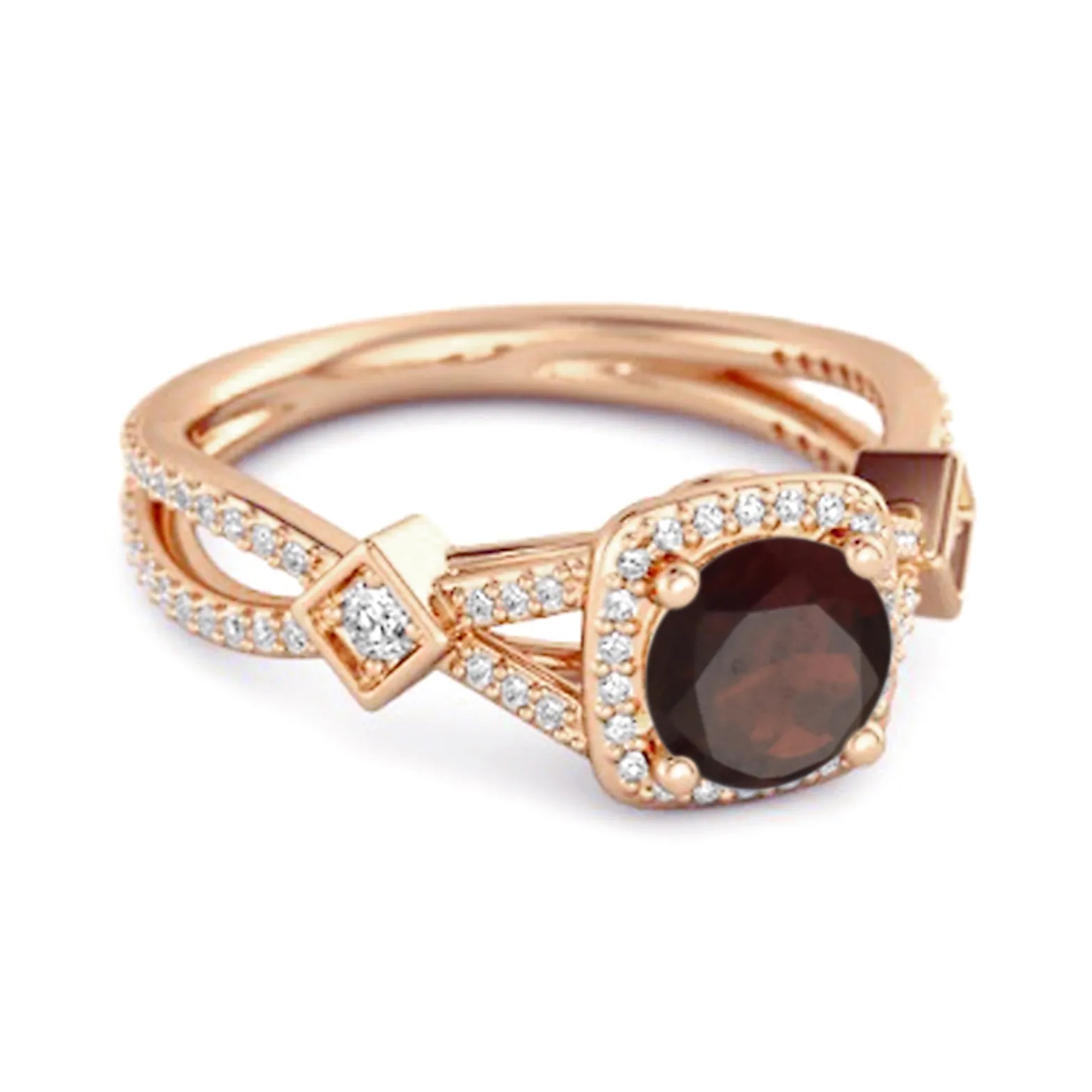 Vintage Garnet 925 Sterling Silver Split Shank Wedding Ring