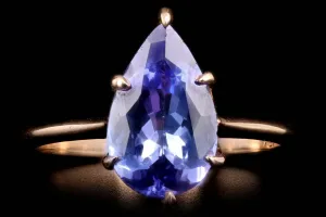 Vintage Inspired 18K Rose Gold 2.14 Carat Pear Tanzanite Solitaire Ring