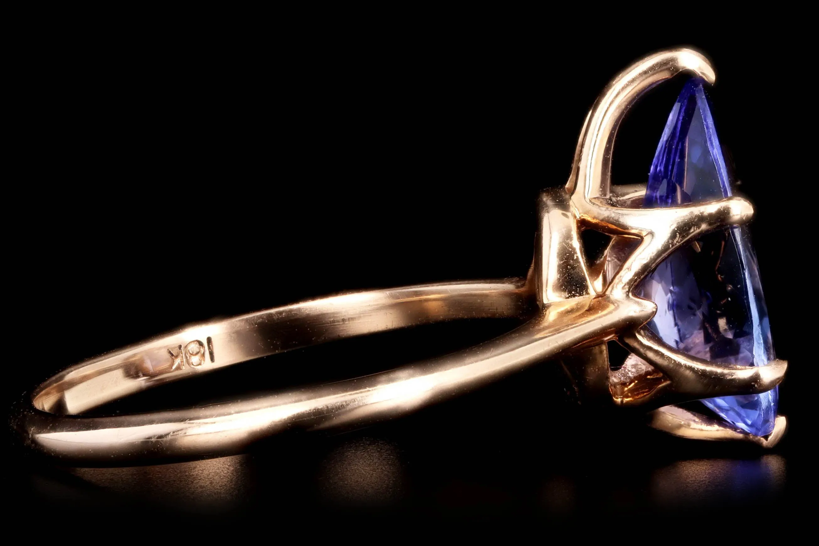 Vintage Inspired 18K Rose Gold 2.14 Carat Pear Tanzanite Solitaire Ring