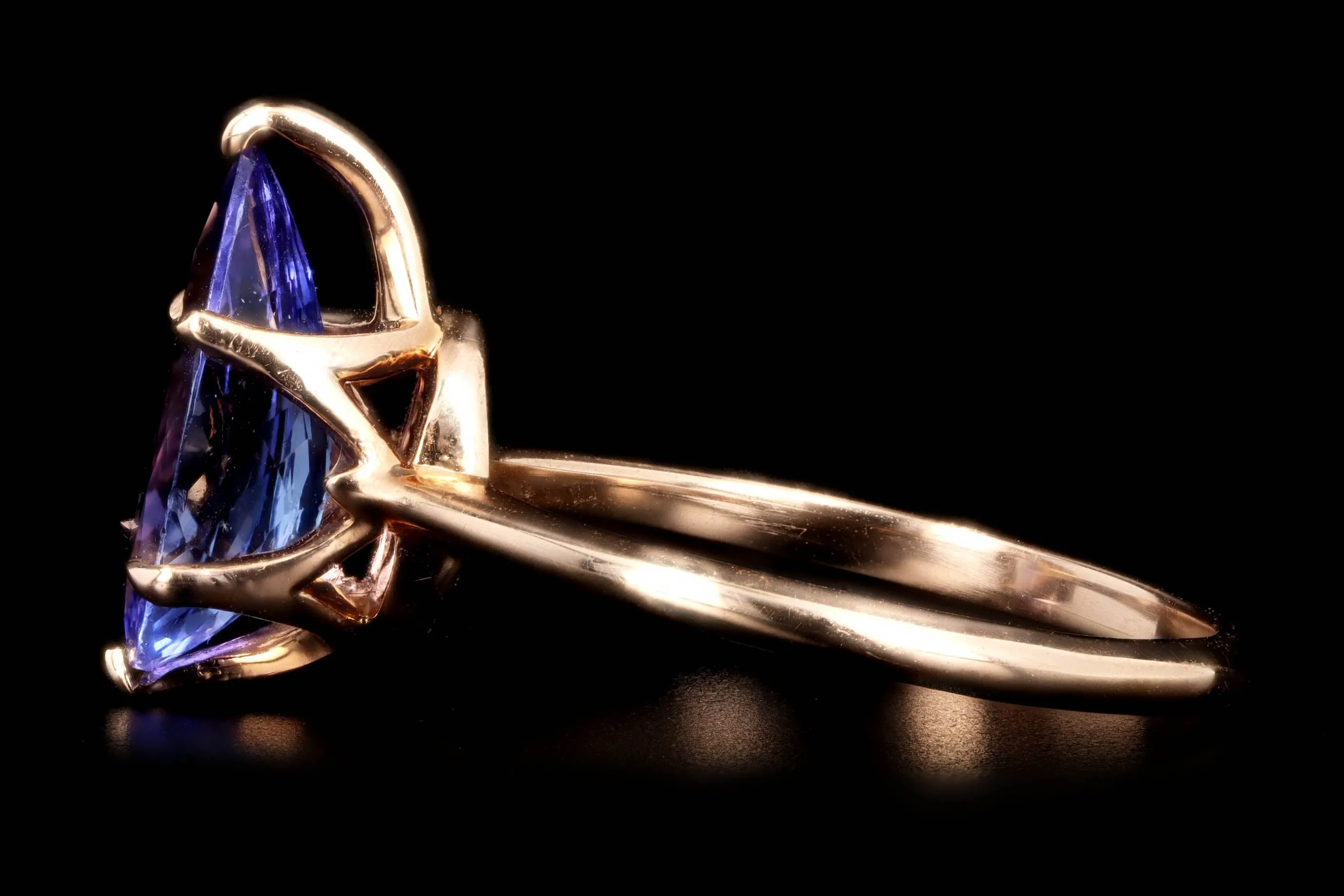 Vintage Inspired 18K Rose Gold 2.14 Carat Pear Tanzanite Solitaire Ring