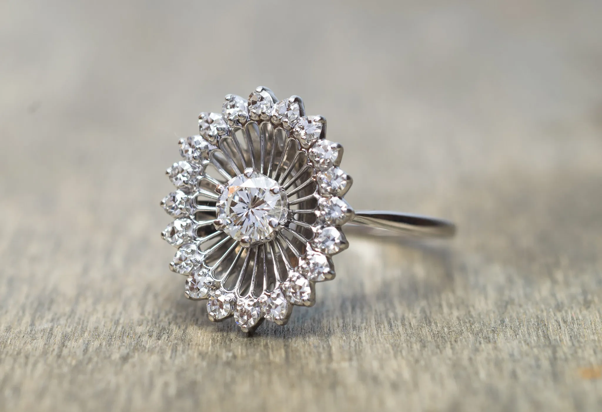 VINTAGE JABEL WHITE GOLD DIAMOND COCKTAIL RING