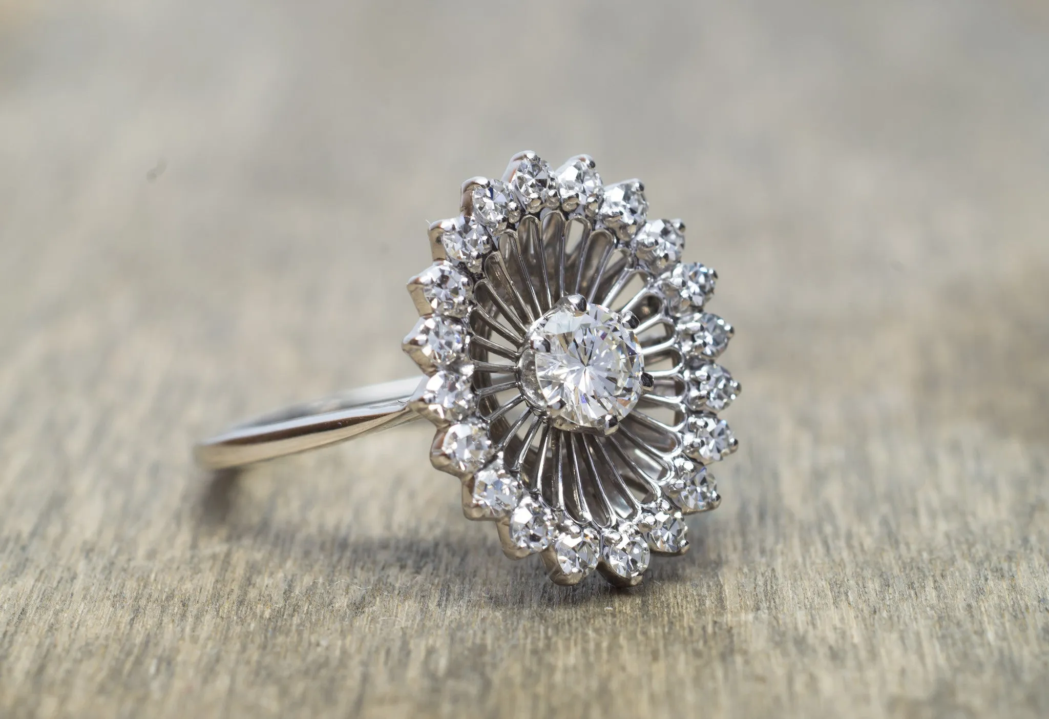 VINTAGE JABEL WHITE GOLD DIAMOND COCKTAIL RING