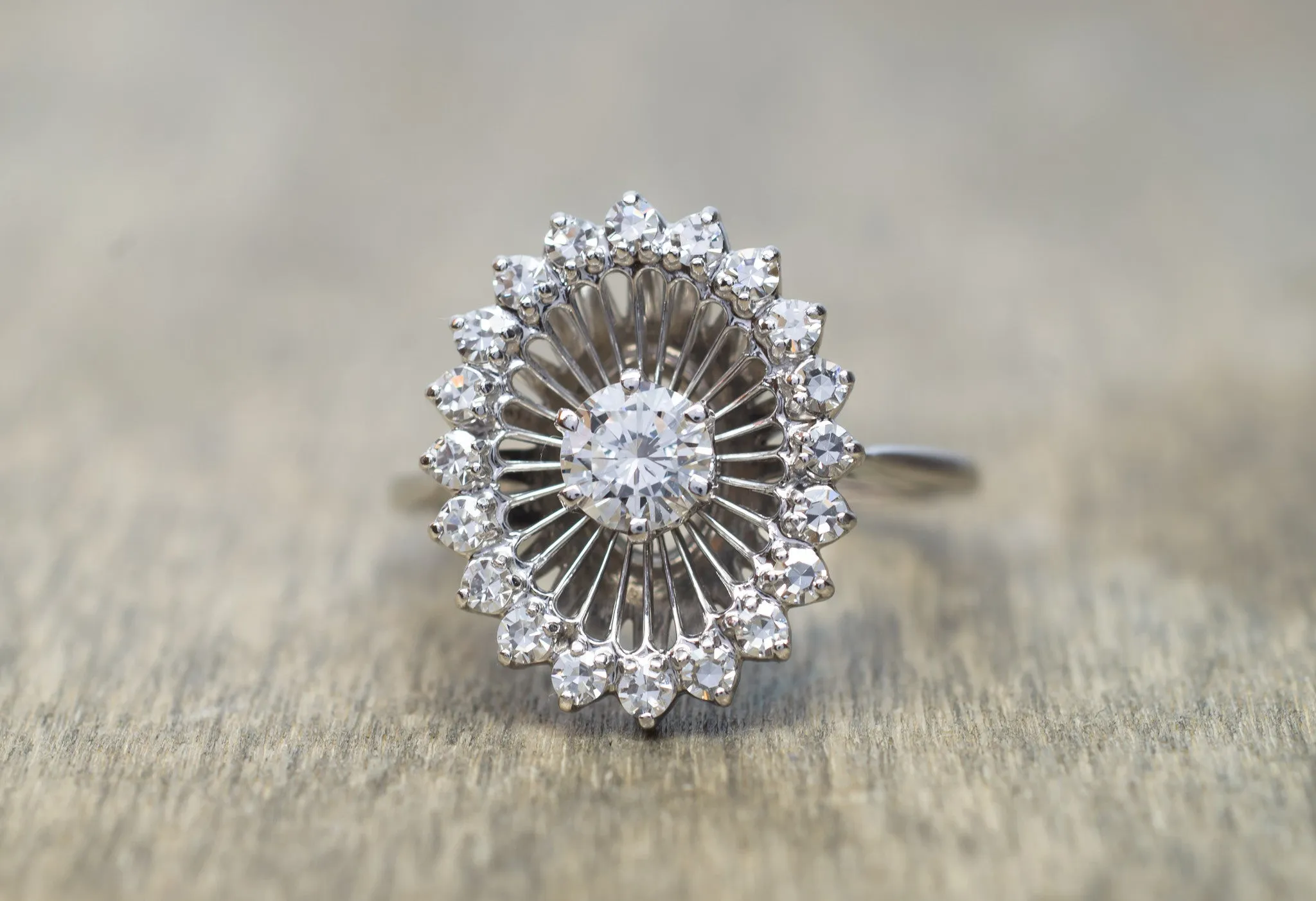 VINTAGE JABEL WHITE GOLD DIAMOND COCKTAIL RING