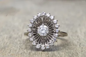 VINTAGE JABEL WHITE GOLD DIAMOND COCKTAIL RING