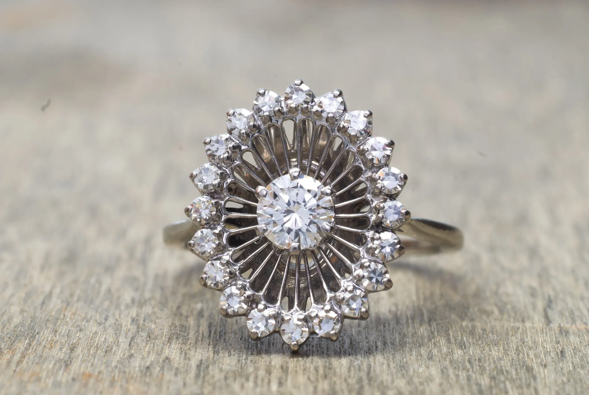 VINTAGE JABEL WHITE GOLD DIAMOND COCKTAIL RING