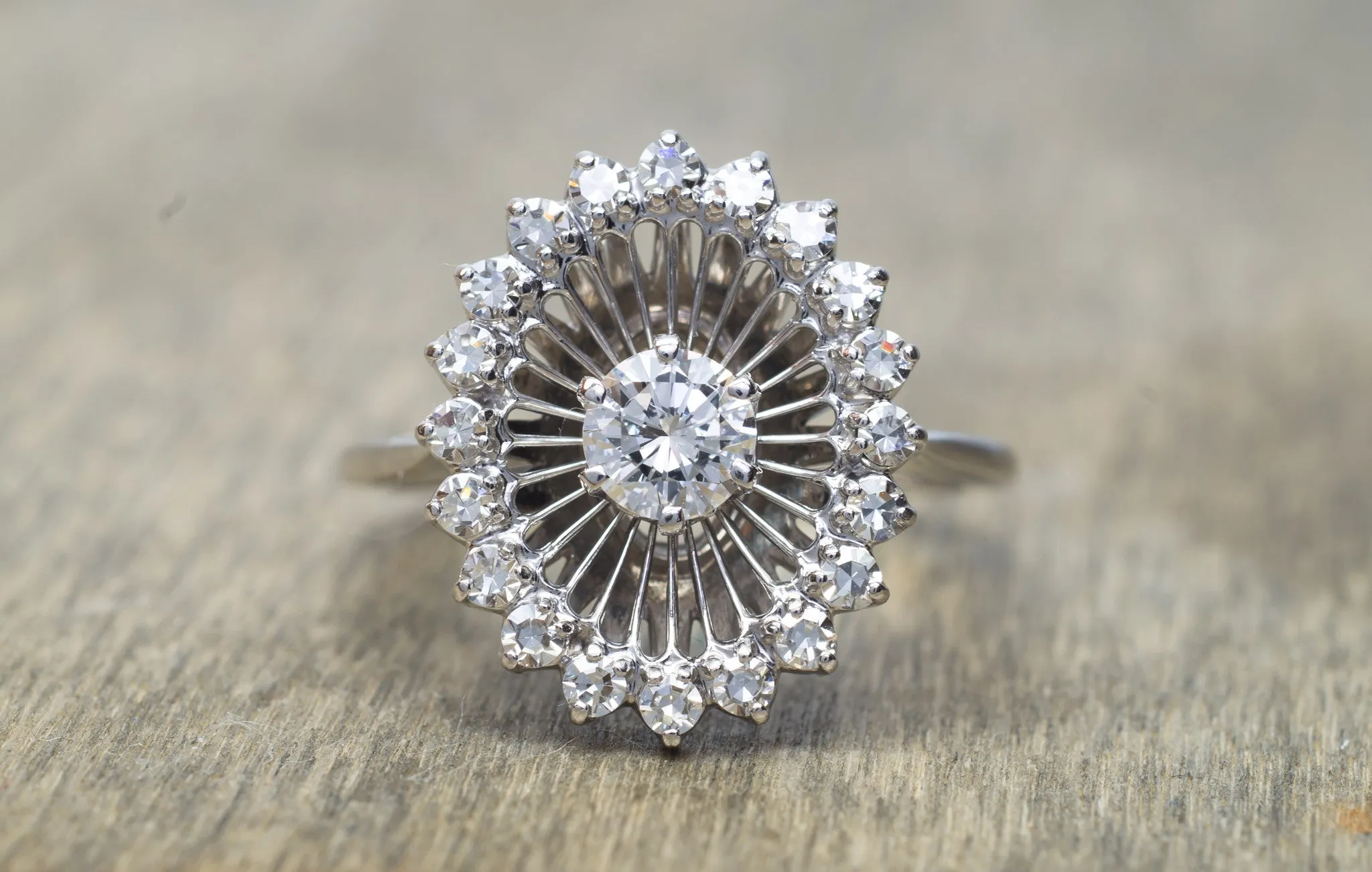 VINTAGE JABEL WHITE GOLD DIAMOND COCKTAIL RING