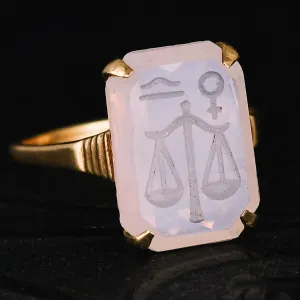 Vintage Jelly Opal Libra & Venus Signet Ring