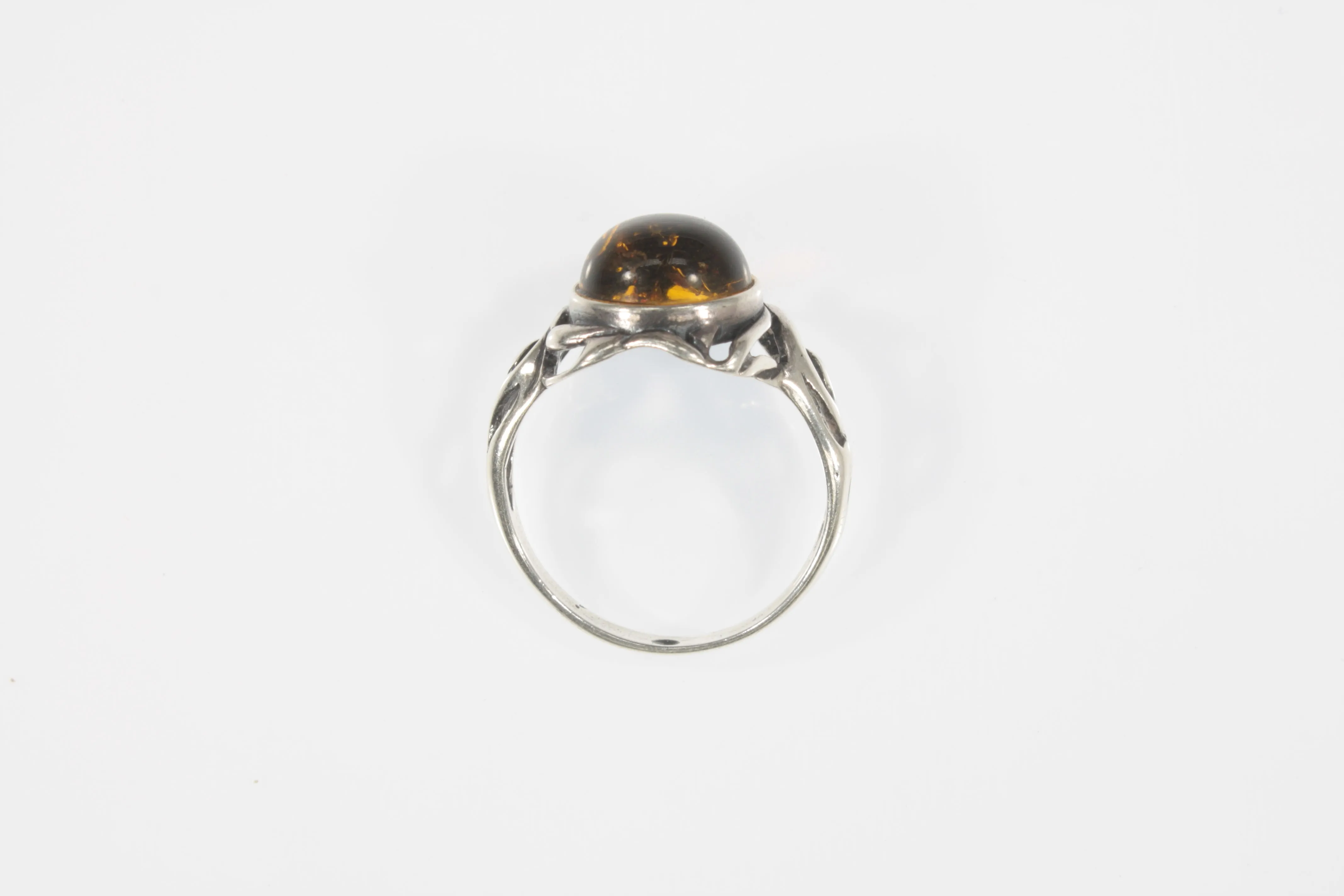 Vintage Ladies Amber Sterling Silver Ring Size 8.50!
