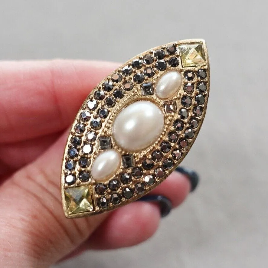 Vintage - Marquis Stone & Pearl Ring