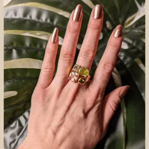 Vintage - Multicolor Stone Gold Ring