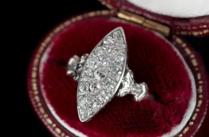 VINTAGE OLD CUT DIAMOND NAVETTE RING