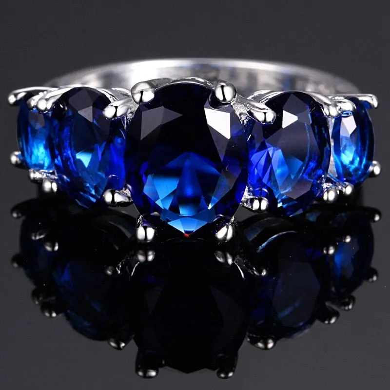 Vintage Purple Alexandrite Ring Silver Women Engagement Jewelry