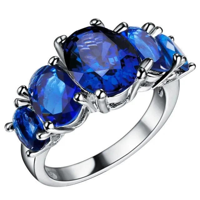 Vintage Purple Alexandrite Ring Silver Women Engagement Jewelry