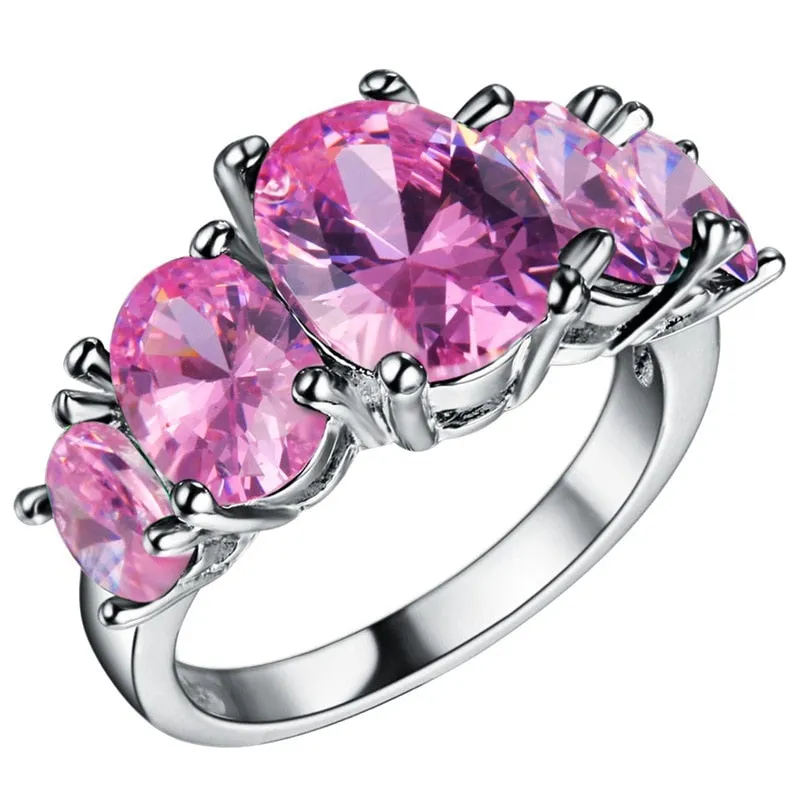Vintage Purple Alexandrite Ring Silver Women Engagement Jewelry