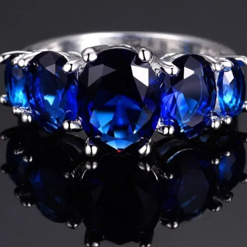 Vintage Purple Alexandrite Ring Silver Women Engagement Jewelry