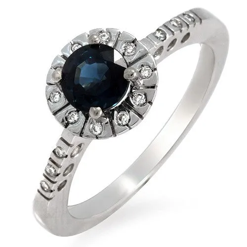 Vintage Sapphire & Diamond Ring, 18k White Gold