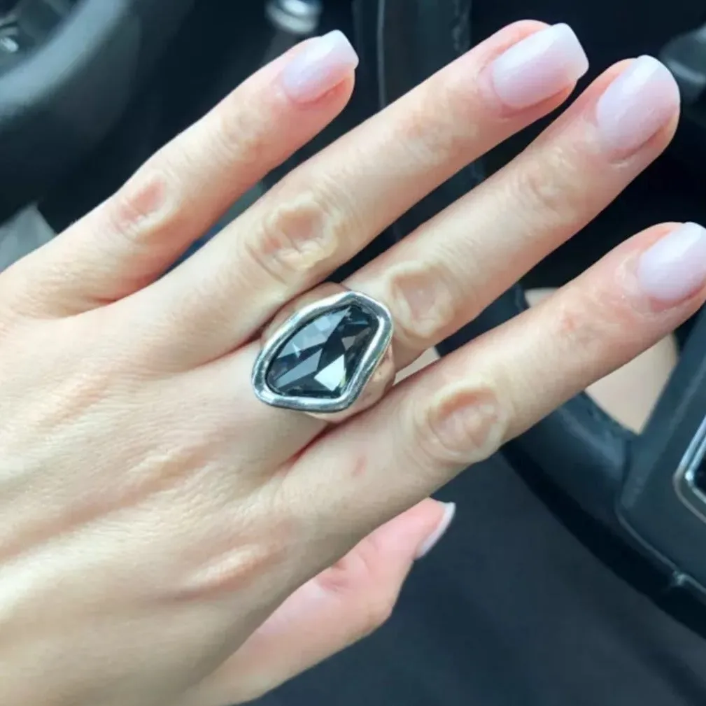 Vintage Silver Zircon Ring For Women Jewelry